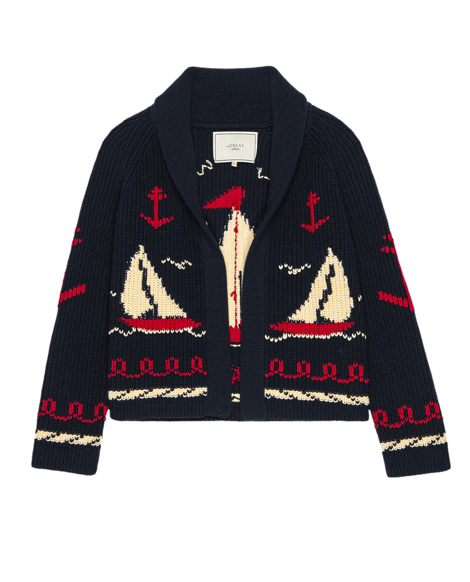 The Sailboat Lodge Cardigan in Dark Navy – Nette