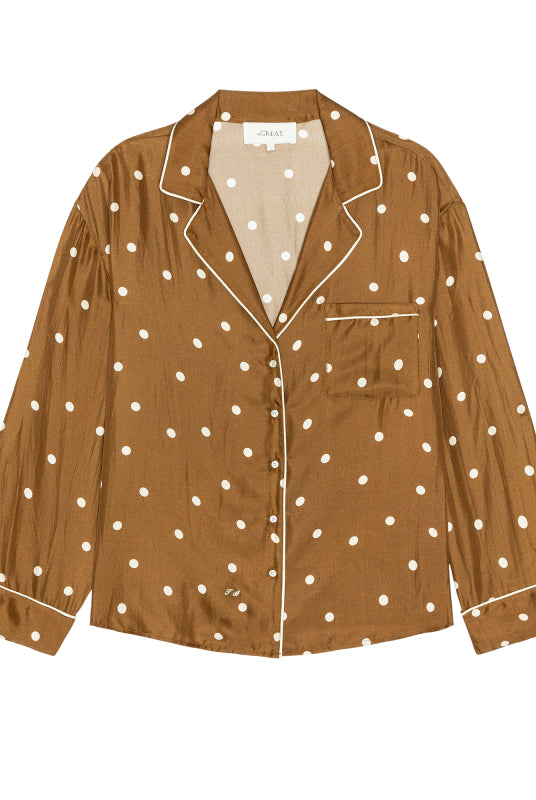 The Monogram Pajama Top in Copper Bubble Dot