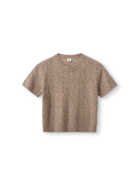 Como Tee Mini Rib in Beige Melange – Nette